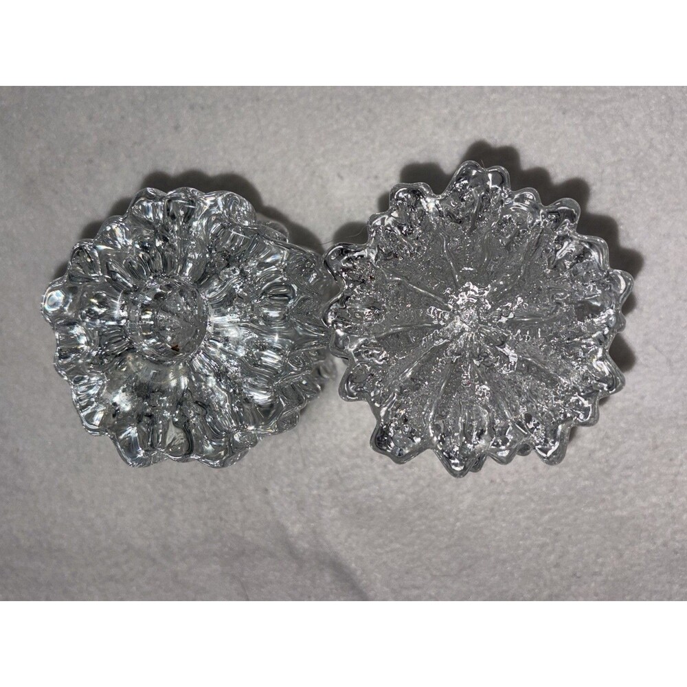 Set 2 Clear Glass Long Taper Candle Holders Floral Starburst Tea Light Decor - Picture 7 of 16